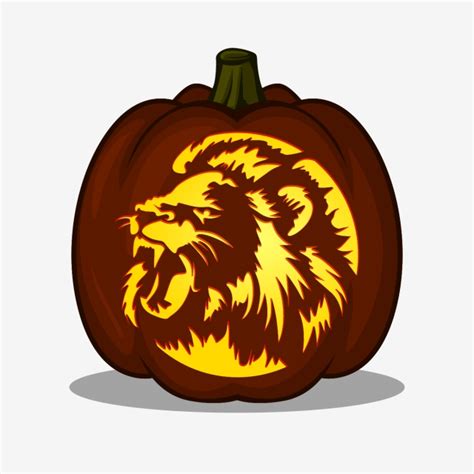 Carved Pumpkins Clipart Transparent Background Lion Tiger Design For