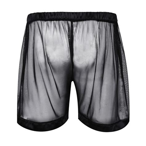 Mens See Through Mesh Boxer Shorts Pants Gym Loose Trunks Underwear