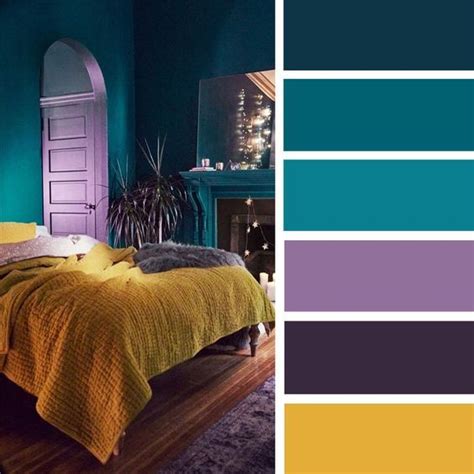 The Best Color Schemes For Your Bedroomteal Mustard Purple And