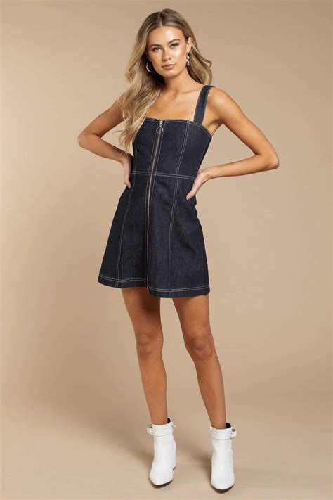 Tami Denim Mini Dress In Dark Wash Au 135 Tobi Au