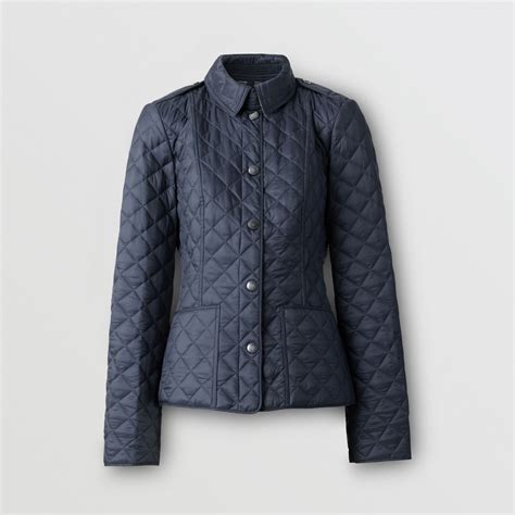Diamond Quilted Jacket In Steel Blue Women Burberry United States