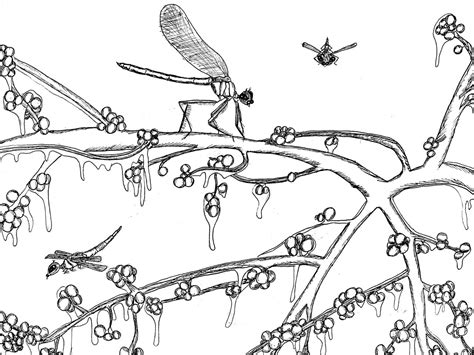 Dragonflies On A Frozen Red Berry Tree By Artistmarianhayes On Deviantart