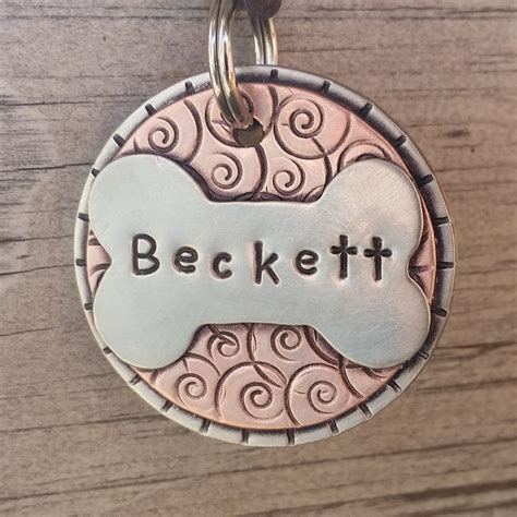 Custom Pet Id Tag Personalized Mixed Metal Tag For Large Dog Etsy