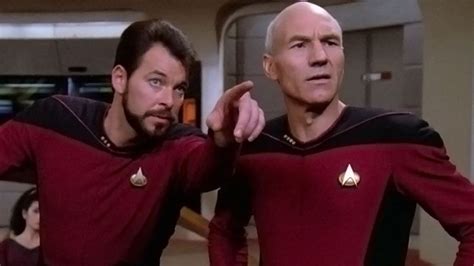 Star Trek Riker Showing Something To Picard Star Trek Meme New Star Trek How To Make Memes