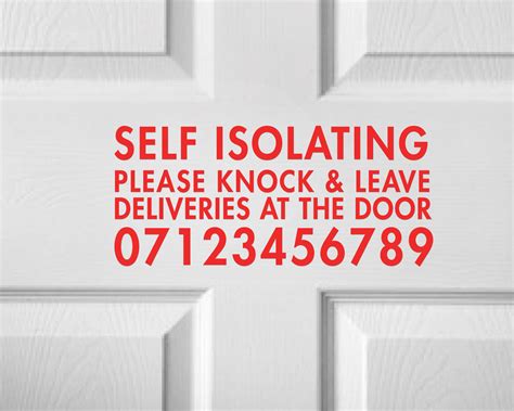 Self Isolating Door Sticker Personalised With Telephone Number Window