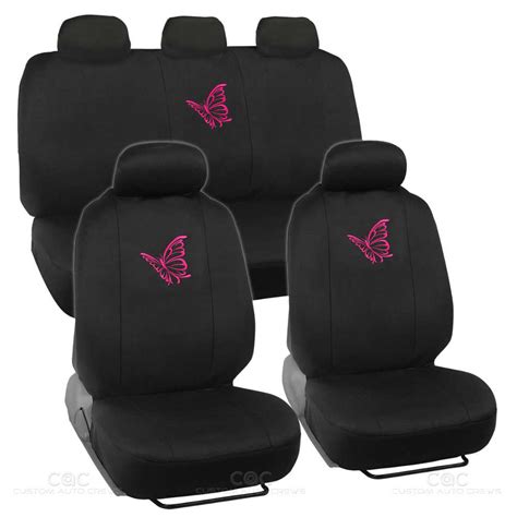 pink butterfly car seat covers front rear full set auto accessory universal fit