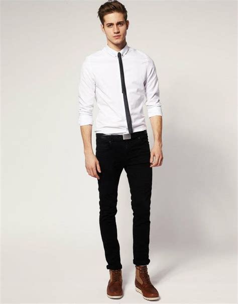 Handsome Gentleman Black Pants Outfit White Shirt Black Pants