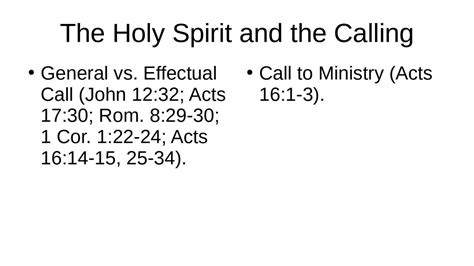 The Holy Spirit And The Calling Rutherford Church Of Christ