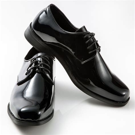 Mens Classic Black Patent Leather Tuxedo Shoe Square Toe Tuxedo