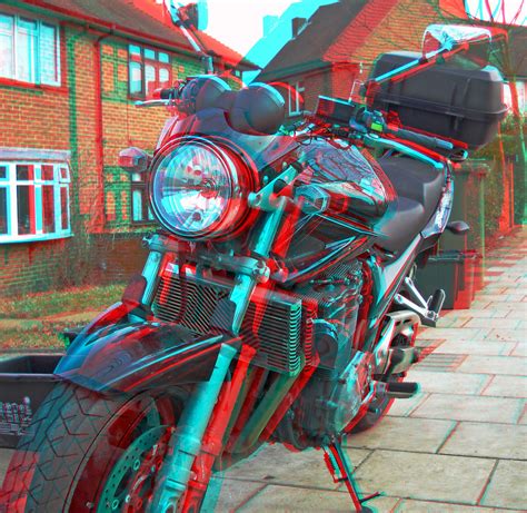 Suzuki Bandit Motorcycle Gsf1200 K6 In Anaglyph 3d Red Blue Glasses To