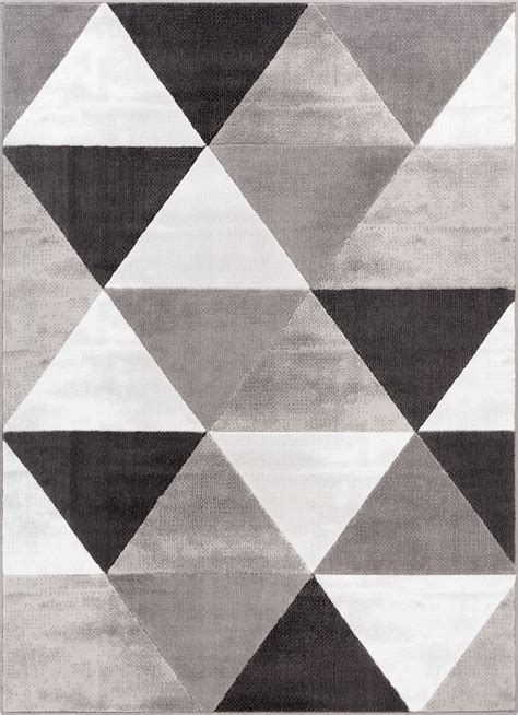 Arlo Tiles Grey Modern Triangle Pattern Area Rug