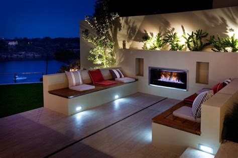 Extraordinary Modern Outdoor Fireplace Patio With