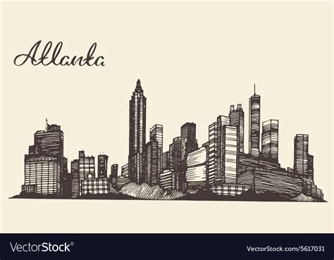 Atlanta Skyline Cartoon Cartoon Skyline Silhouette Of The City Of