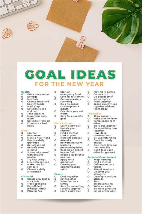 Goal Ideas For 2024 Free Printable Goal List For The New Year