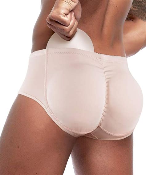 Nonecho Men Padded Underwear Briefs Boxers Men Butt Booster Hip Enhancer 4 Detachable Pads