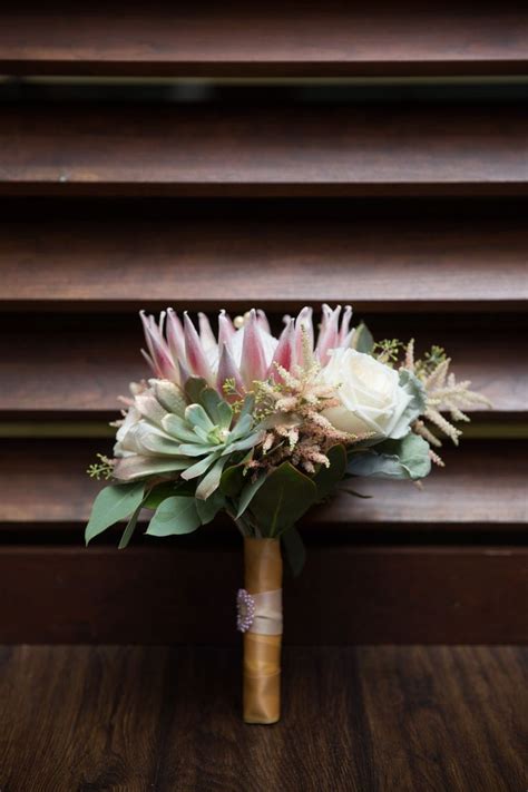 King Protea Garden Roses Succulents Astilbe And Seeded Eucalyptus