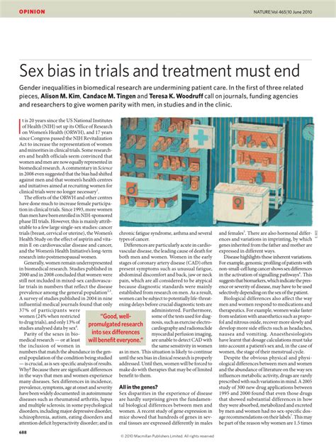 pdf sex bias in trials and treatment must end