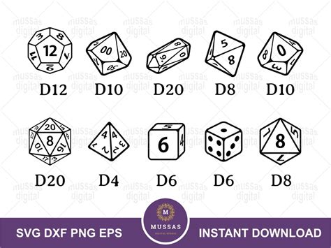 DnD Dice SVG Dungeons And Dragons D Dice Bundle PNG EPS DXF