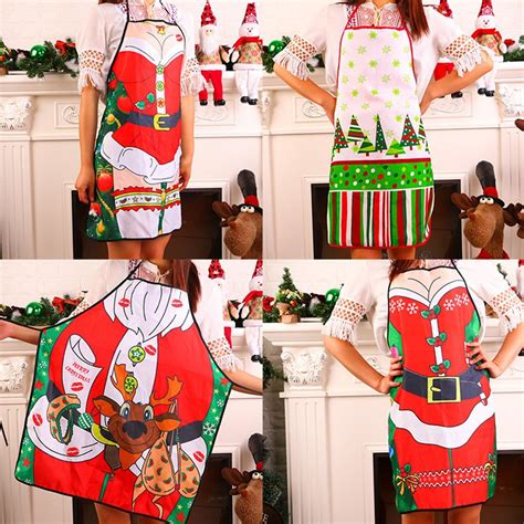 Buy Sexy Women Christmas Printed Apron Commercial Restaurant Barbecue Home