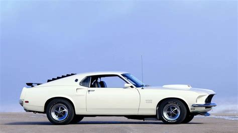 1969 Mustang Fastback 429 Ford Boss White 720p Hd Wallpaper