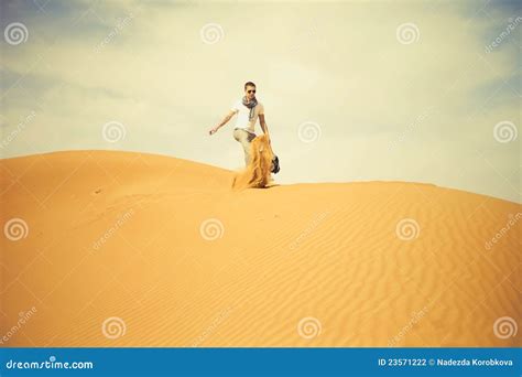 Man In Desert Stock Photo Image Of Male Person Runs 23571222