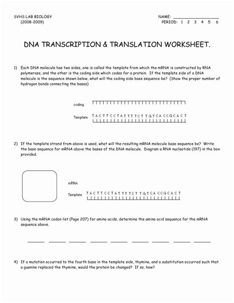 Dna transcription is a process that involves the transcribing of genetic information from dna to rna. Transcription and Translation Practice Worksheet Inspirational Dna Transcript… in 2020 ...