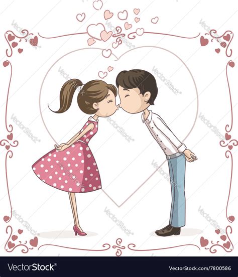 Couple Kissing Cartoon Royalty Free Vector Image
