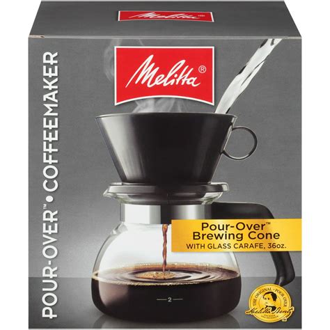 Melitta® Pour Over Brewer 6 Cup Cone Coffee Maker With Glass Carafe Box