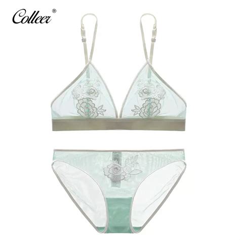 colleer ultra thin stylish decal sexy lace bra with pad woman dress underwear set intimate
