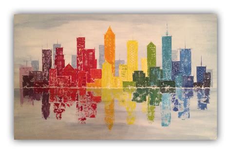 City Skyline Abstract Painting 120x70cm Acrylic By Erica Willemsen