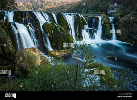Strbacki Buk Waterfall On Una River Bosnia And Croatia Border Long