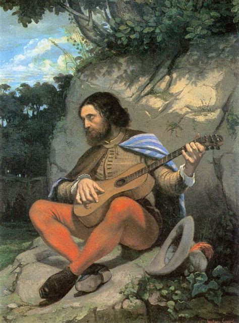 Young Man In A Landscape The Guitarrero By Gustave Courbet Gustave