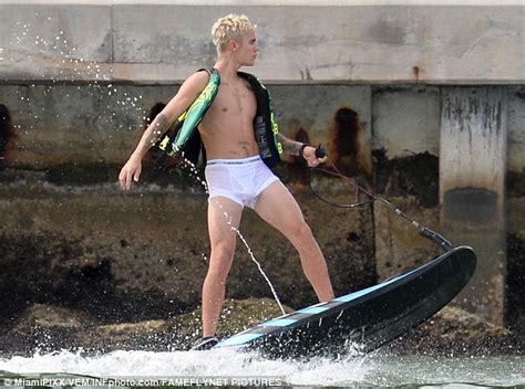 Justin Bieber Topless In Just Calvin Klein Underwear To Go Wakeboarding In Miami Daily Mail Online
