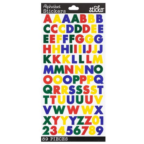 Sticko Small Bold Primary Multicolor Futura Alphabet Vinyl Stickers 89