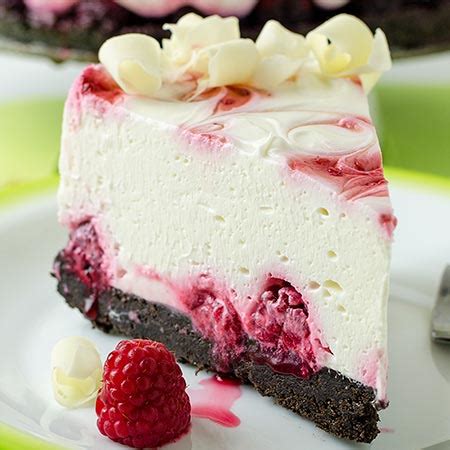 White chocolate raspberry cheesecake =). No Bake White Chocolate Raspberry Cheesecake - Recipe from Yummiest Food Cookbook