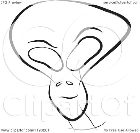 Clipart Of A Black And White Alien Being Head Royalty