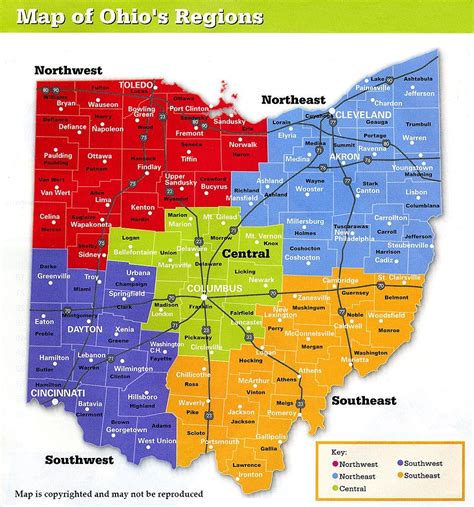Ohio Map Showing Counties And Cities United States Map