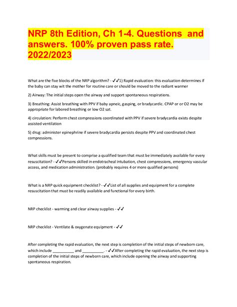 Nrp 8th Edition Ch 1 4 Questions And Answers 100 Proven Pass Rate