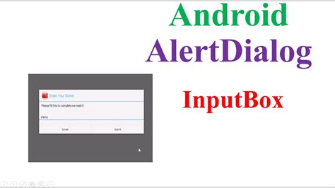 Android Dialog With Text Input Youtube