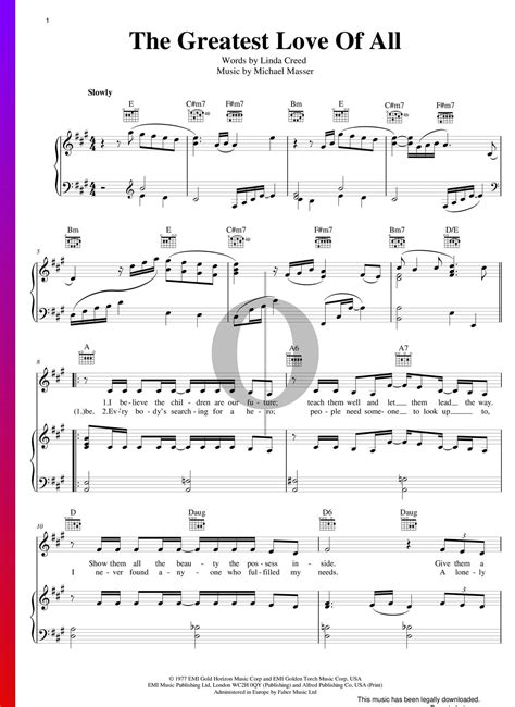 Rain in your black eyes ezio bosso pianista distratta mente. Greatest Love Of All Piano Sheet Music Pdf