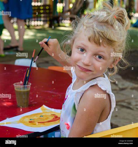 Beautiful Blond Girl Smiling Image Stock Photo Alamy