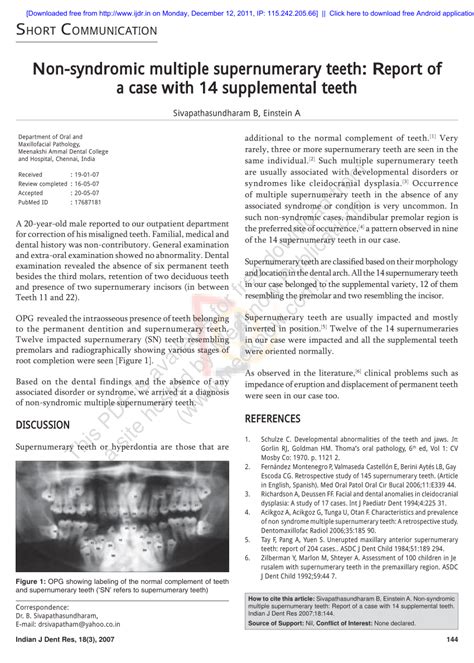 Pdf Non Syndromic Multiple Supernumerary Teeth Report Of A Case With