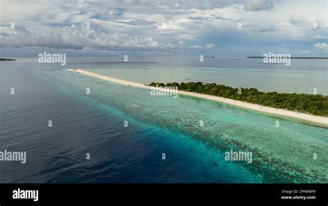 Tropical Sandy Beach And Blue Sea Timba Timba Islet Tun Sakaran