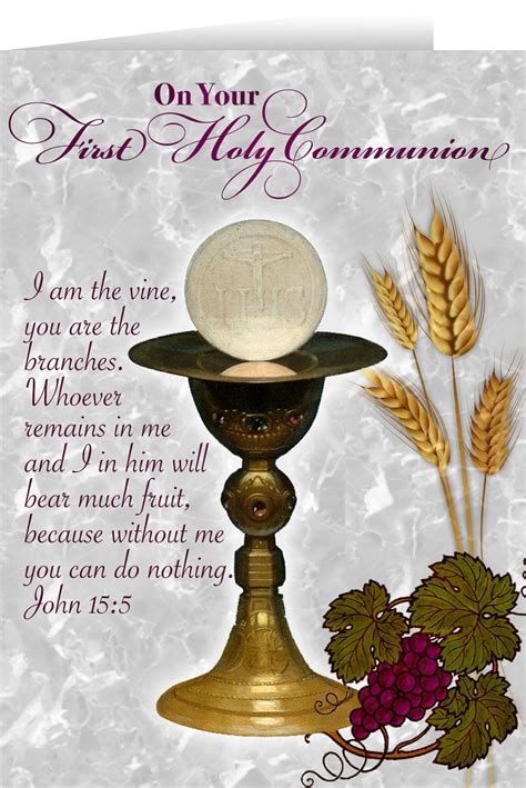 Vine And Branches Chalice First Communion Greeting Card Catholic To