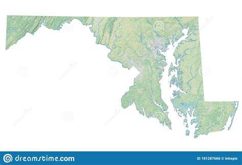High Resolution Topographic Map Of Maryland Stock Illustration