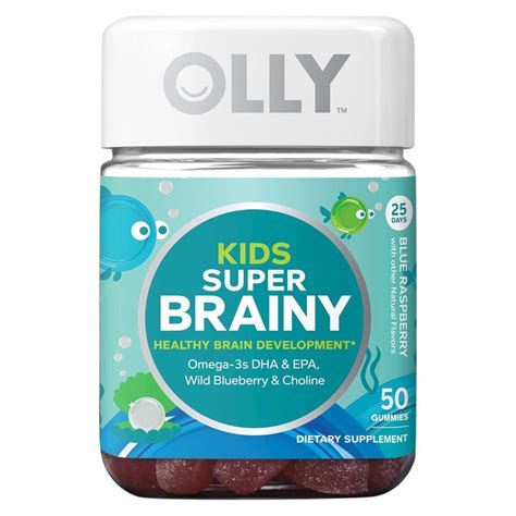 Olly Kids Raspberry Brain Development Vitamin Gummies 50 Count