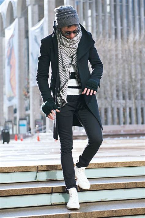 Black And White Mens Outfits Mens Winter Fashion Mens Fashion Casual