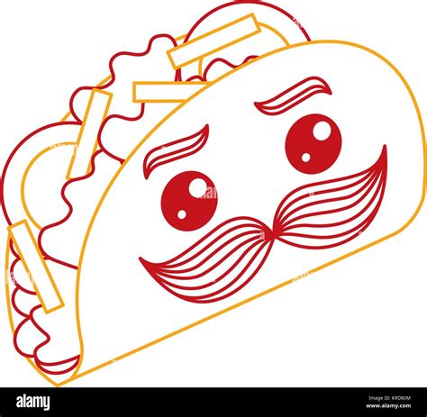 Delicious Mexican Tacos With Mustache Kawaii Stock Vector Image Art