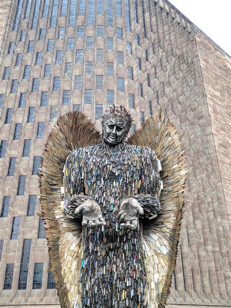 27ft (8m) Knife Angel sculpture made from 100,000 blades handed into ...