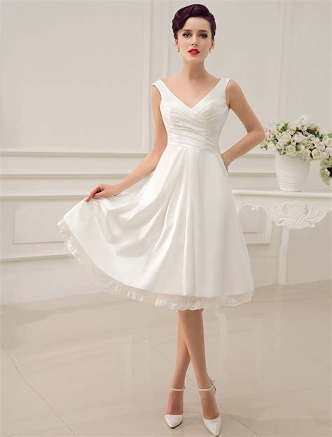 Ivory Knee Length Wedding Dress B55381